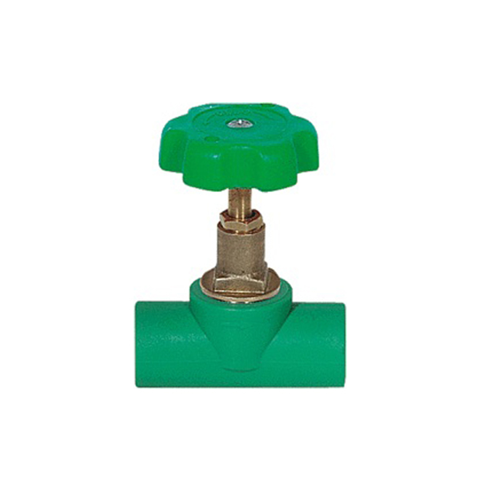 Aqua-Plus - PPR Rohr absperrbarer Hahn mit Verstellrad d = 20 mm, grün