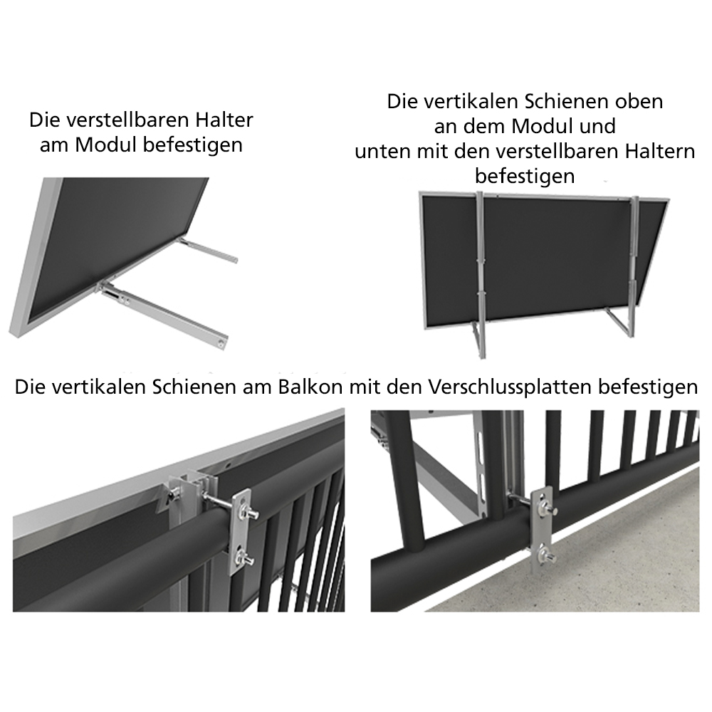 Verstellbare Balkon Solarhalterung für Balkonkraftwerk 1 Modul - 0% MwSt.