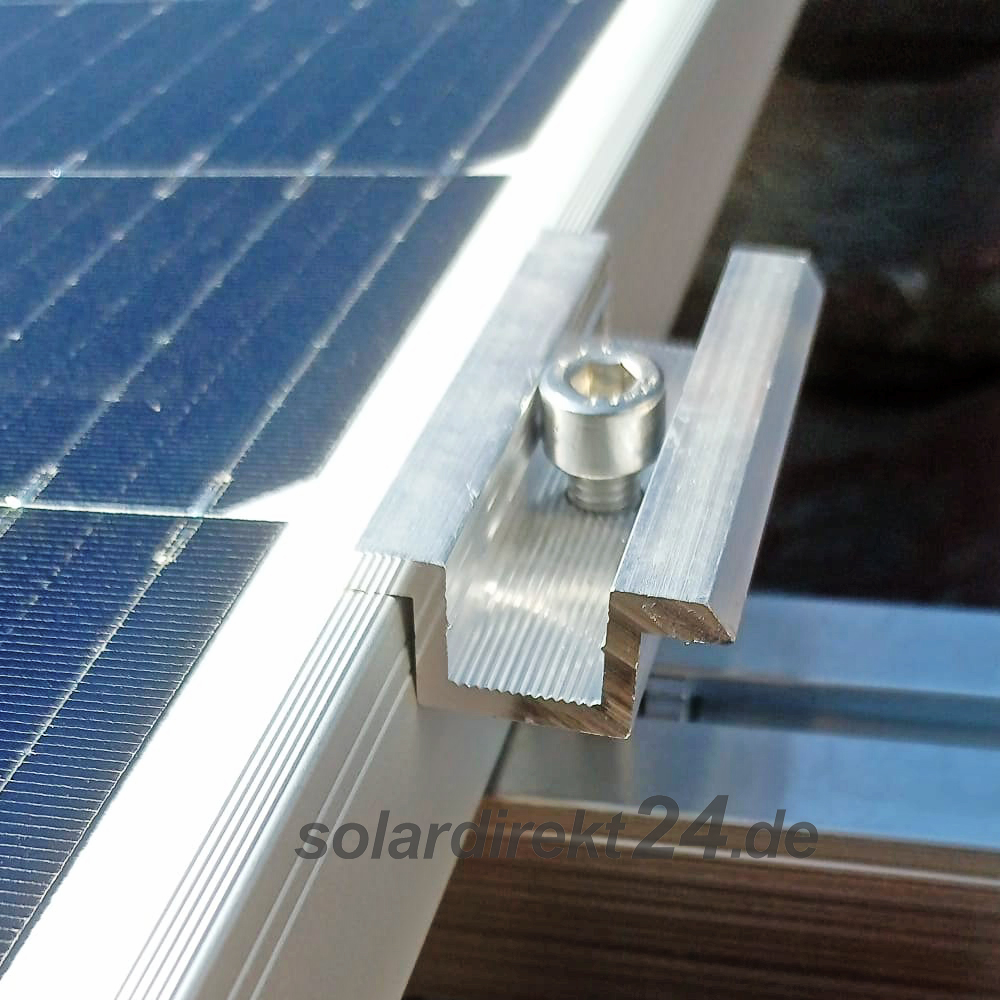 2er-Set Mittelklemme für 30-50 mm Module silber inkl. 40mm Schrauben Photovoltaik PV Solar - 0% MwSt
