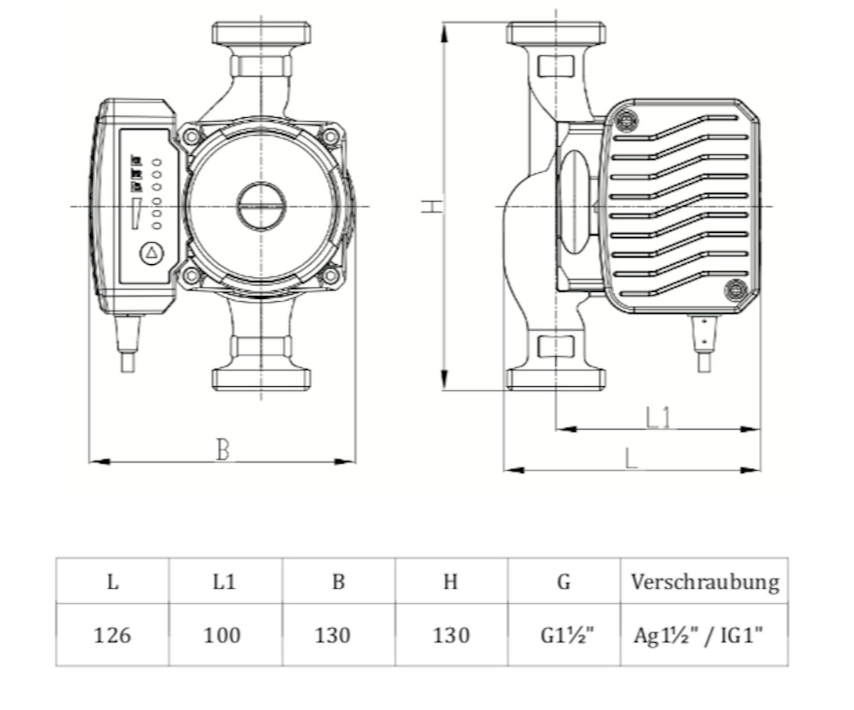 Heizungspumpe Umwälzpumpe SPG 25-4/130 Klasse A Hocheffizienz inkl. Kabel