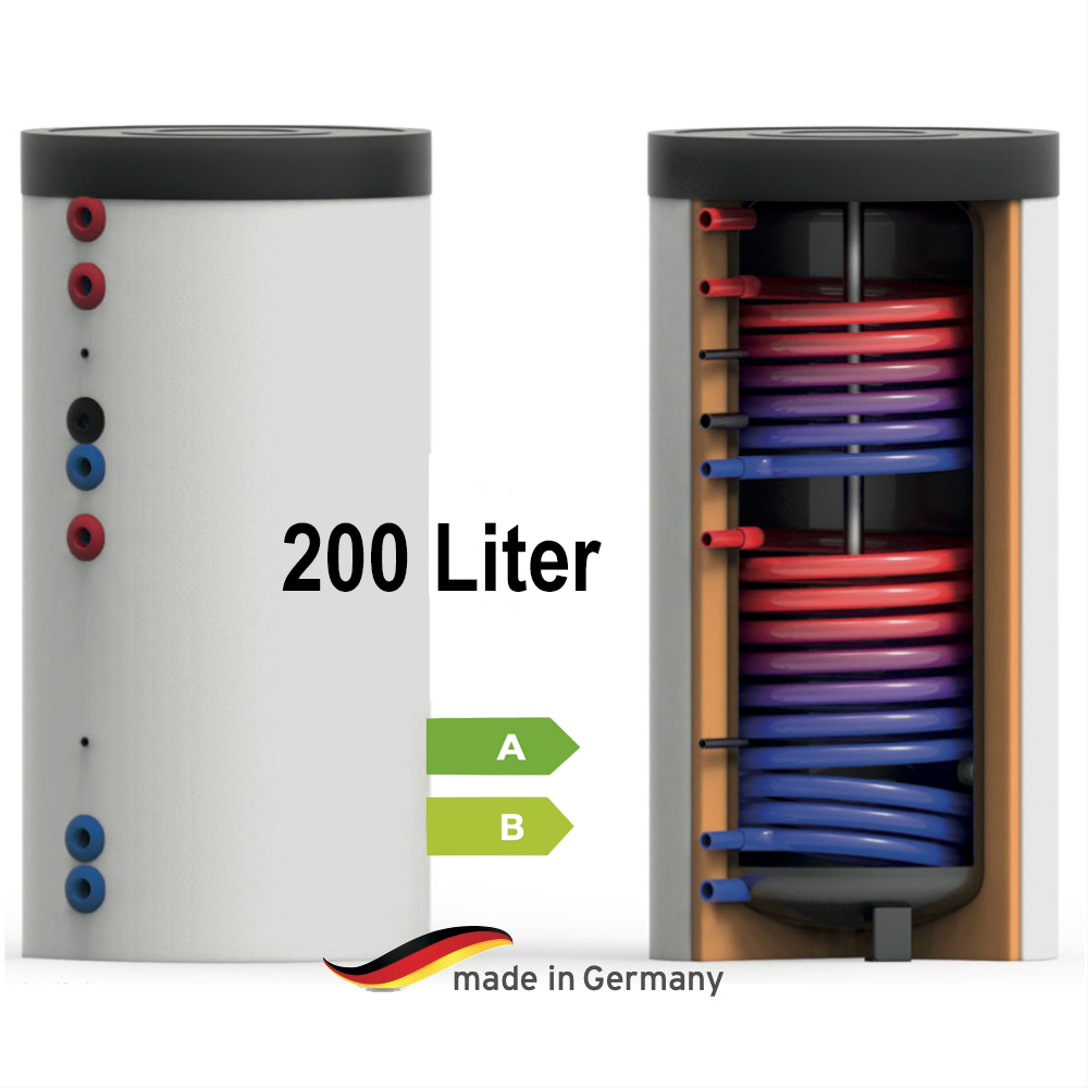 Löschen - Trinkwasser-Speicher 2x Wärmetauschern 200 Liter EEK A oder B