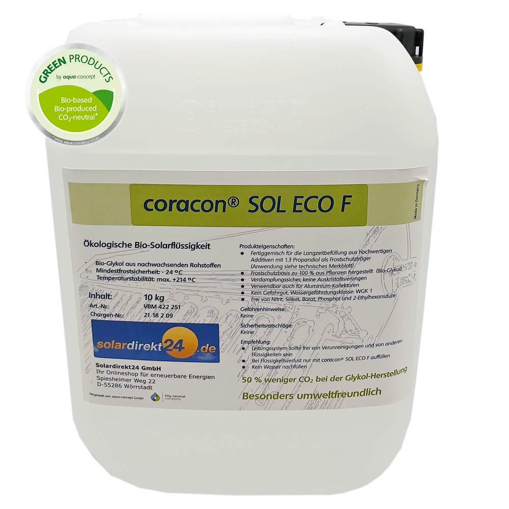 10 Liter Ökologische Solarflüssigkeit Coracon Sol ECO F - Stabil bis 214°C