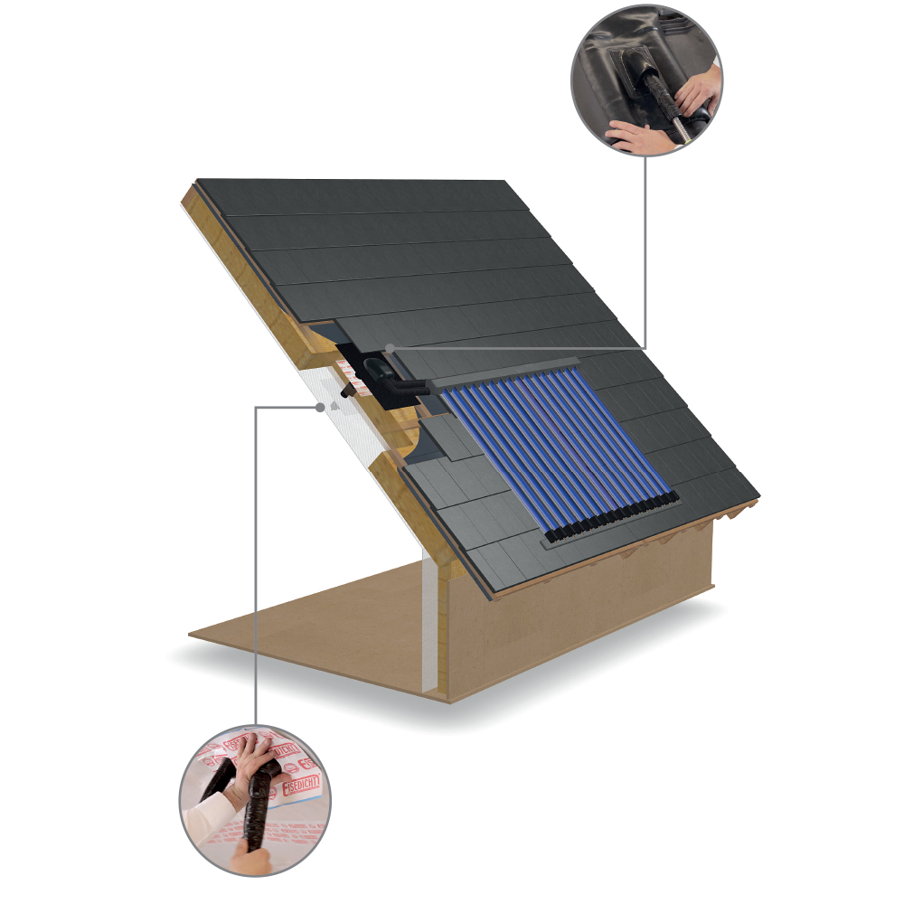 AufdachDICHT für Solar Rohre Leitungen schwarz Abdichtung Dachdurchführung Eisedicht