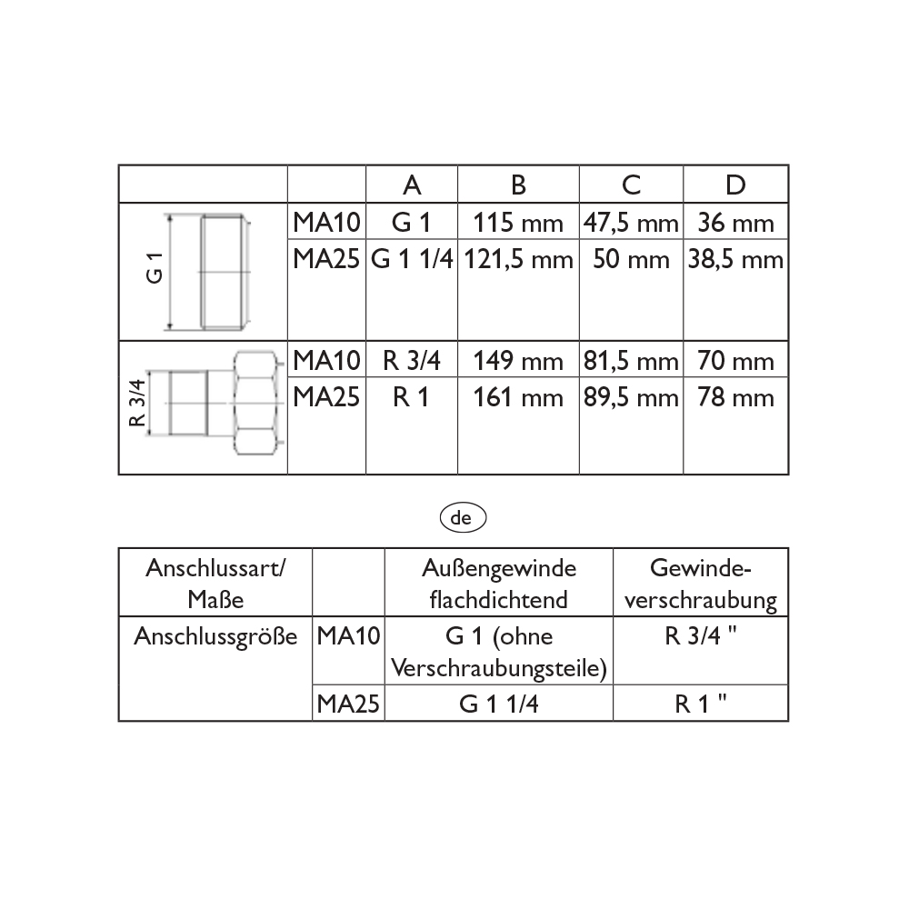 Resol Brauchwassermischer MA25 1 1/4" AG Thermostatisches Mischventil
